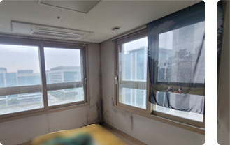 창가 결로 곰팡이 시공 전